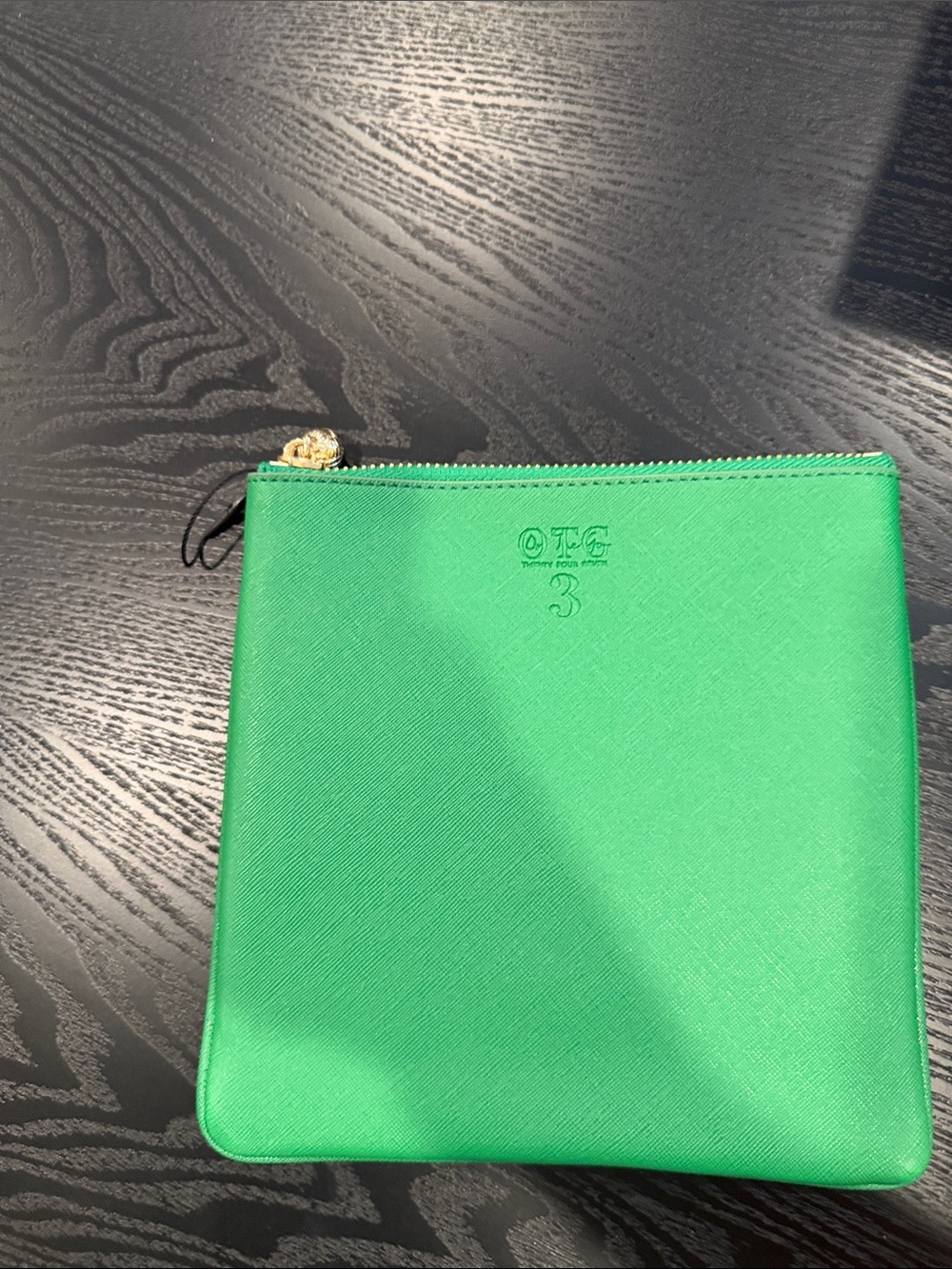 OTG247 #3 Green Leather Zip Pouch